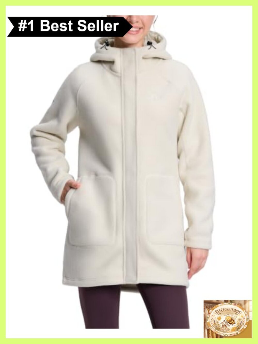 Long Fleece Jacket Sherpa Lined Full Zip Hooded Thermal Winter Coat